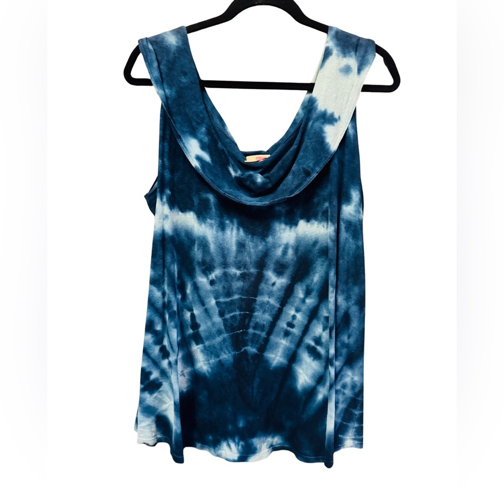 Blue and White Tie-Dye Top by ecolove - XLG